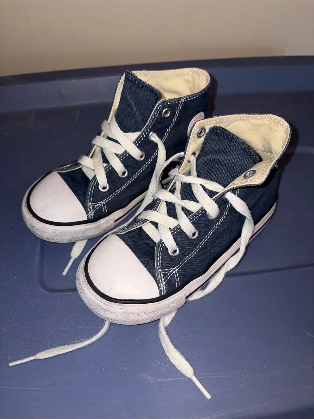 Converse Kids Navy High-Top Canvas Sneakers with White Trim